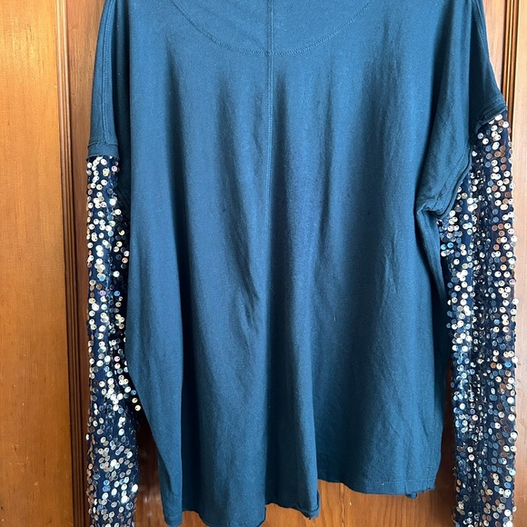 Free People Celine Long Sequin Sleeve Top - Picture 2 of 3